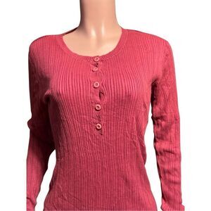 Long sleeve Henley pink knitted top L